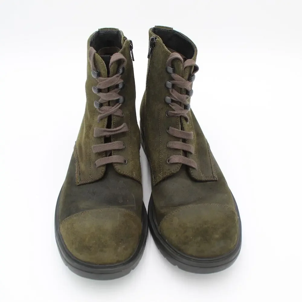 Camper Boots 44 Mens 10.5 Green Suede Work Combat Lace Up Zip Grunge Outdoor